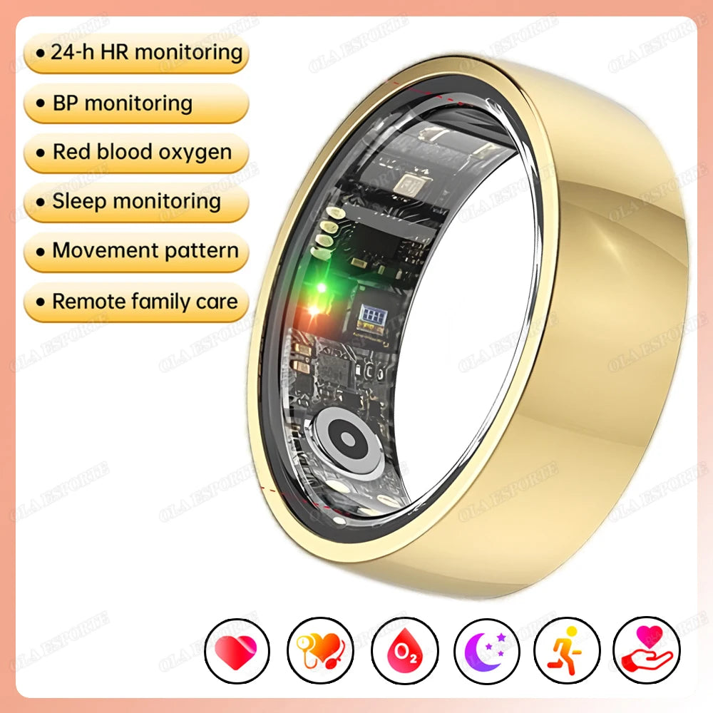 New 5 ATM Smart Ring GPS Tracker Heart Rate Blood Pressure Sleep Monitor BT Call Sport Mode Smart Ring Elderly Men Women For Android IOS Health Care Supplies