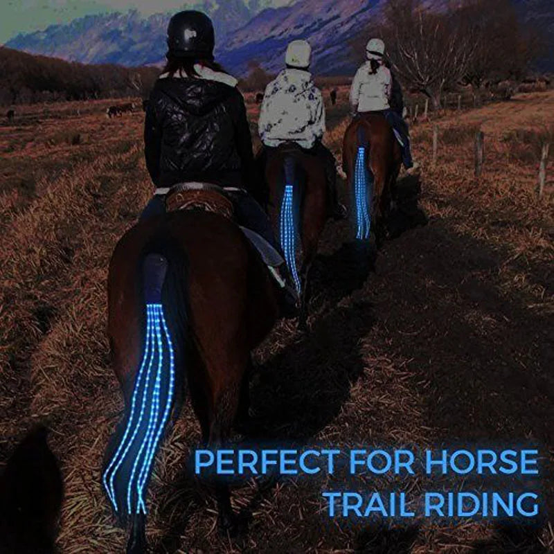 100CM Chargeable LED Light Horse Tail USB Lights Decoration Luminous Tubes Horse Harness Equestrian Outdoor Sport Flashing