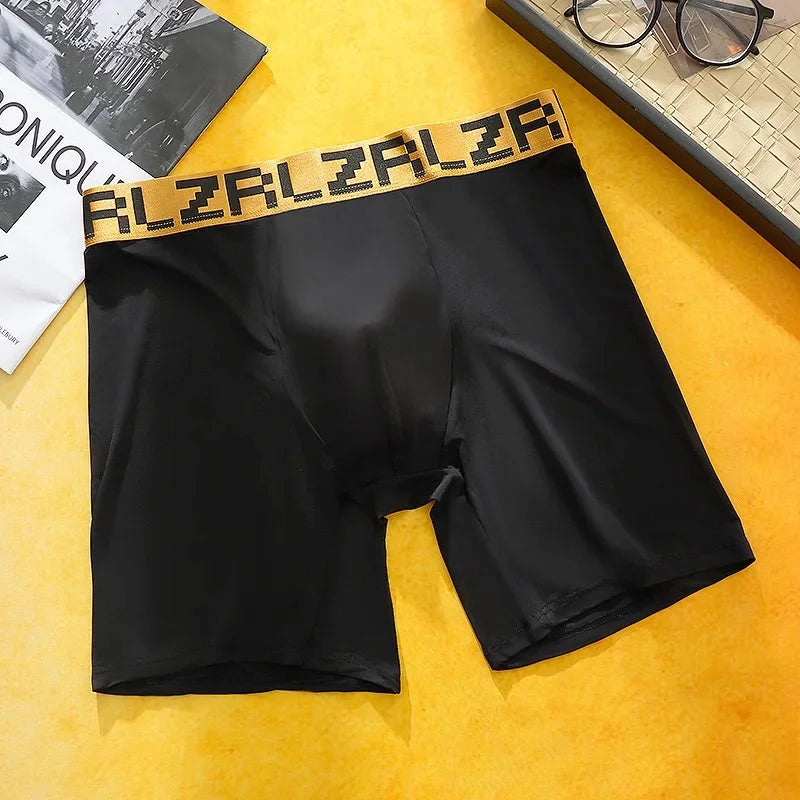 NEW Arrivals L-3XL Plus Size Ultra-Thin Ice-Silk Men's Underwear Extended 7A Cotton Antibacterial Flat-Crotch Shorts Breathable Summer Sexy Boxer Briefs