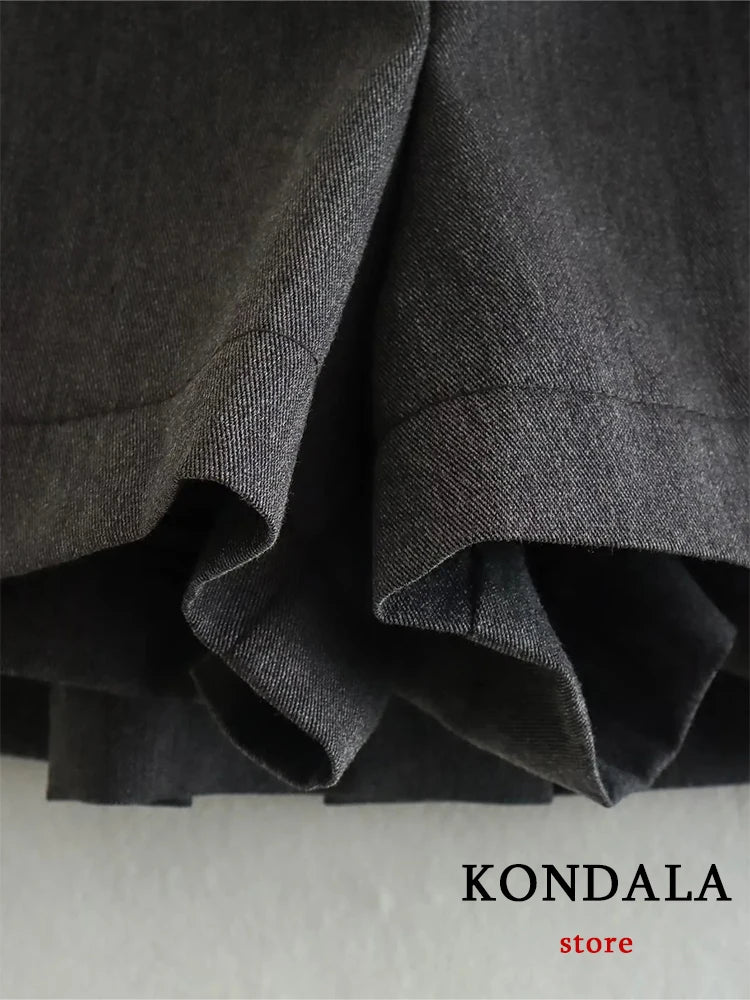 Vintage Dark Grey Mini Skirts Women Ruffles Pleated Sexy Shorts Skirts Female Fashion Streetwear Mujer Faldas