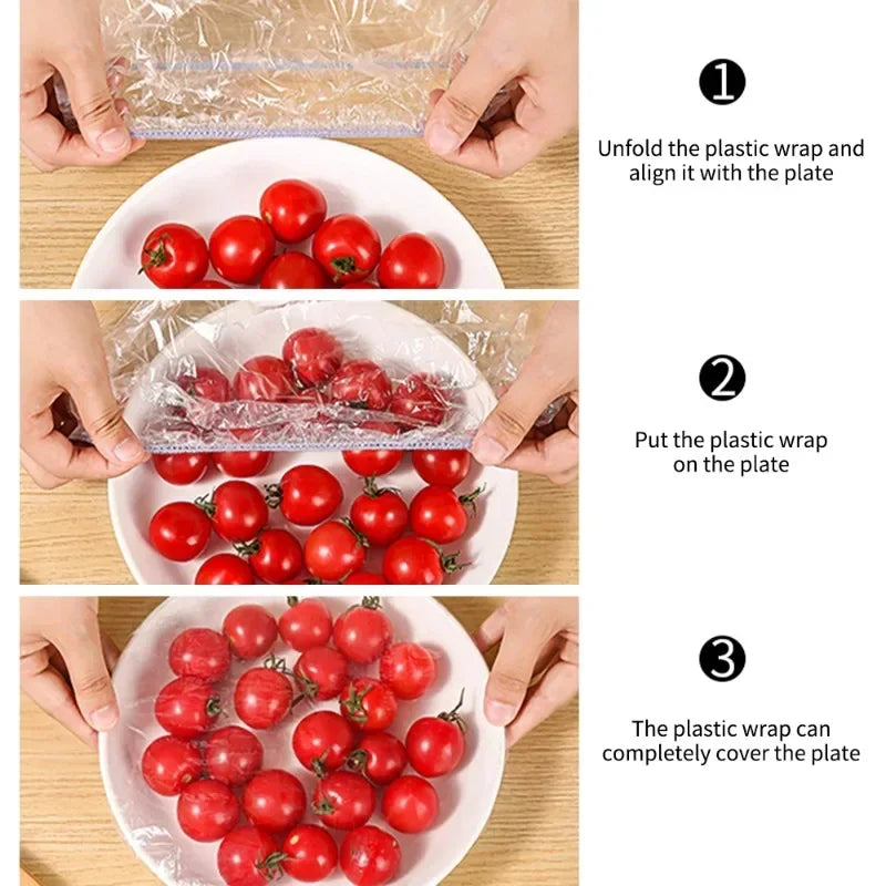 1200 PCS Set Disposable Food Cover Elastic Plastic Fruit Vegetable Food Covers Shower Cap Food Grade Storage Bag Kitchen Organizer Cling Film