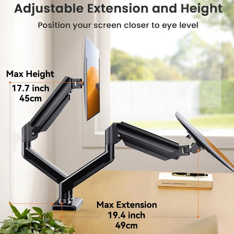 Double Arm Dual Monitor Mount Stand Desk Universal Expandable Display Bracket