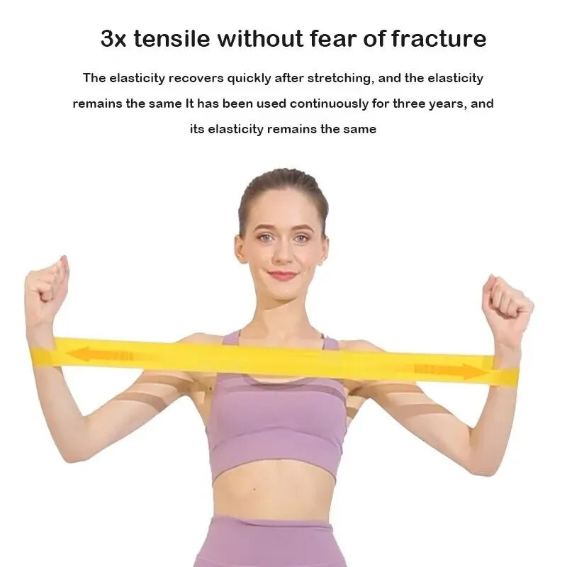 5 PCS Set Home Gym Yoga Studio Tension Belt Fitness Elastic Belt Resistance Belt Squat Butt AIDS Tension Ring Stretching Exercise Belt Sports Accessories