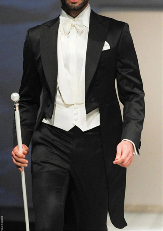 NEW Arrivals S-5XL PLUS SIZE British Gentleman Style Luxury Wedding Evening Party Formal Events Opera Concerts Long Tail Coat Groom Prom Tuxedos Formal Blazer Suits (Jacket +Pants +Vest)  Costume Men Luxury Fashion Clothing P