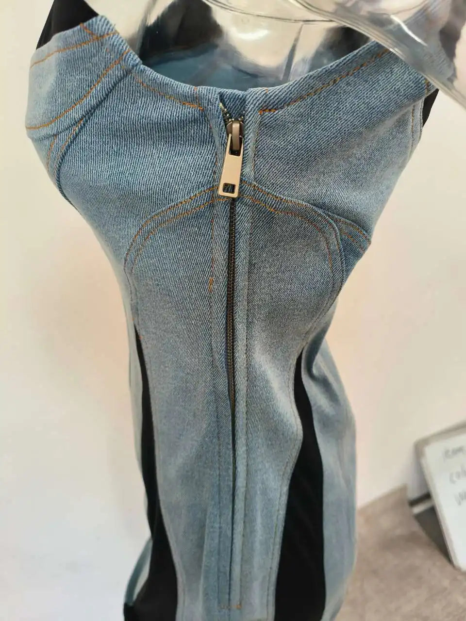 New Arrivals Fashion Women's Ladies Patchwork Elastic Denim Sling Dress Spring Autumn Trendy Sleeveless Wrap Hip Dresses Female 11XX8995 Female Girls Casual Fashion Clothing Supplies