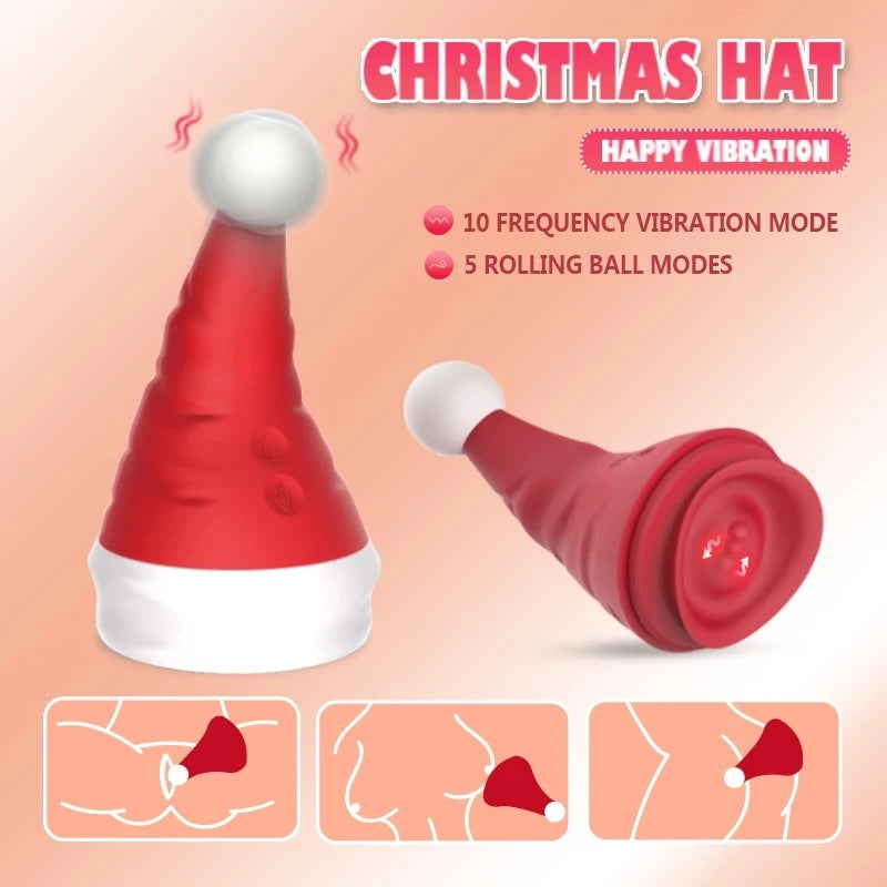 Christmas Hat Dildo Vibrator for Women G Spot Vibrating Egg Clitoral Stimulator Rubbing Massager Masturbator Sex Toys for Adult