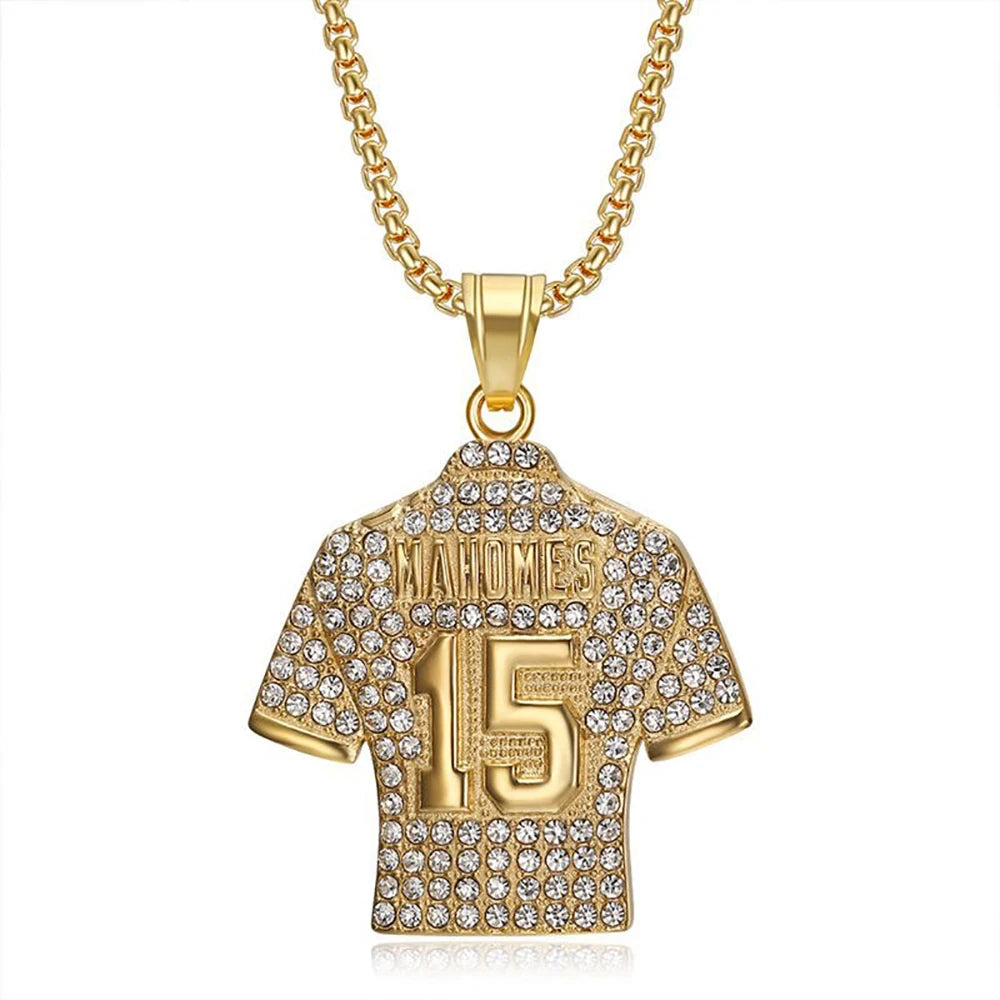 Fashion Football Jersey Messi Cristiano Ronaldo Neymar Mbappé Harland Rhinestone Necklaces + 60cm Gold Chain Men Stainless Steel Soccer Fans Hip Hop Jewelry Accessories