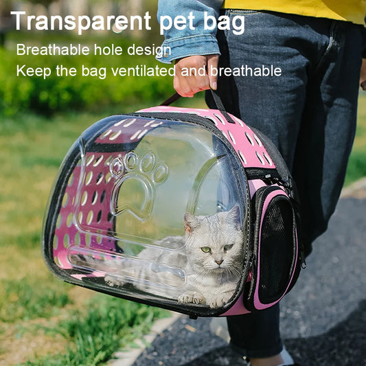 Transparent Foldable Outdoor Pet Travel Carrier Bag Portable Foldable Transparent Handbag Carrier Shoulder Travel Bag Carrier