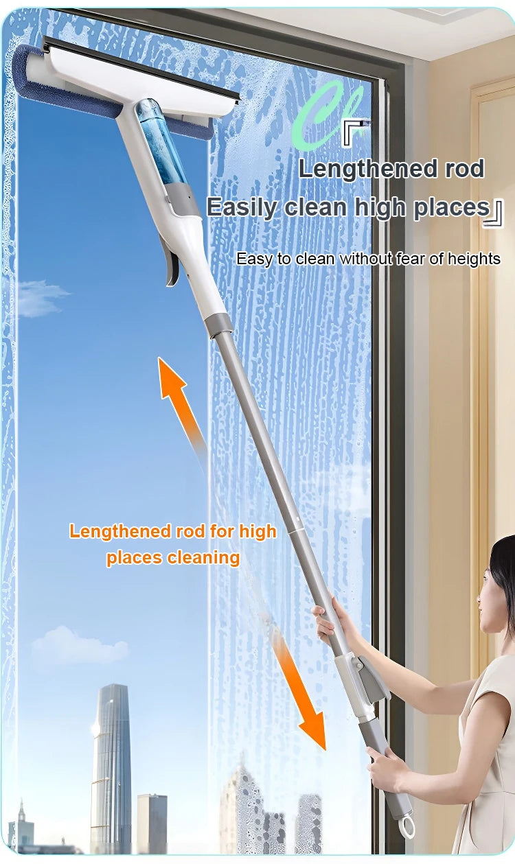 Upgraded Cutting-Edge High Pressure Misting Glass Cleaner and Water Scraper Combo Window Scrub Glass Doors Cleaner Home Office Cleaning Supplies
