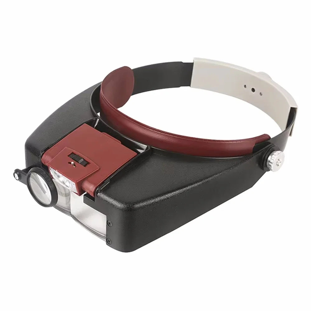 NEW Loupe High Accuracy Microscope LED Light 10X Helmet Style Magnifier Glass Headband Magnifying Glasses Con Luz Reading or Repair Use Diamond Rings Gold Jewelry Magnifier