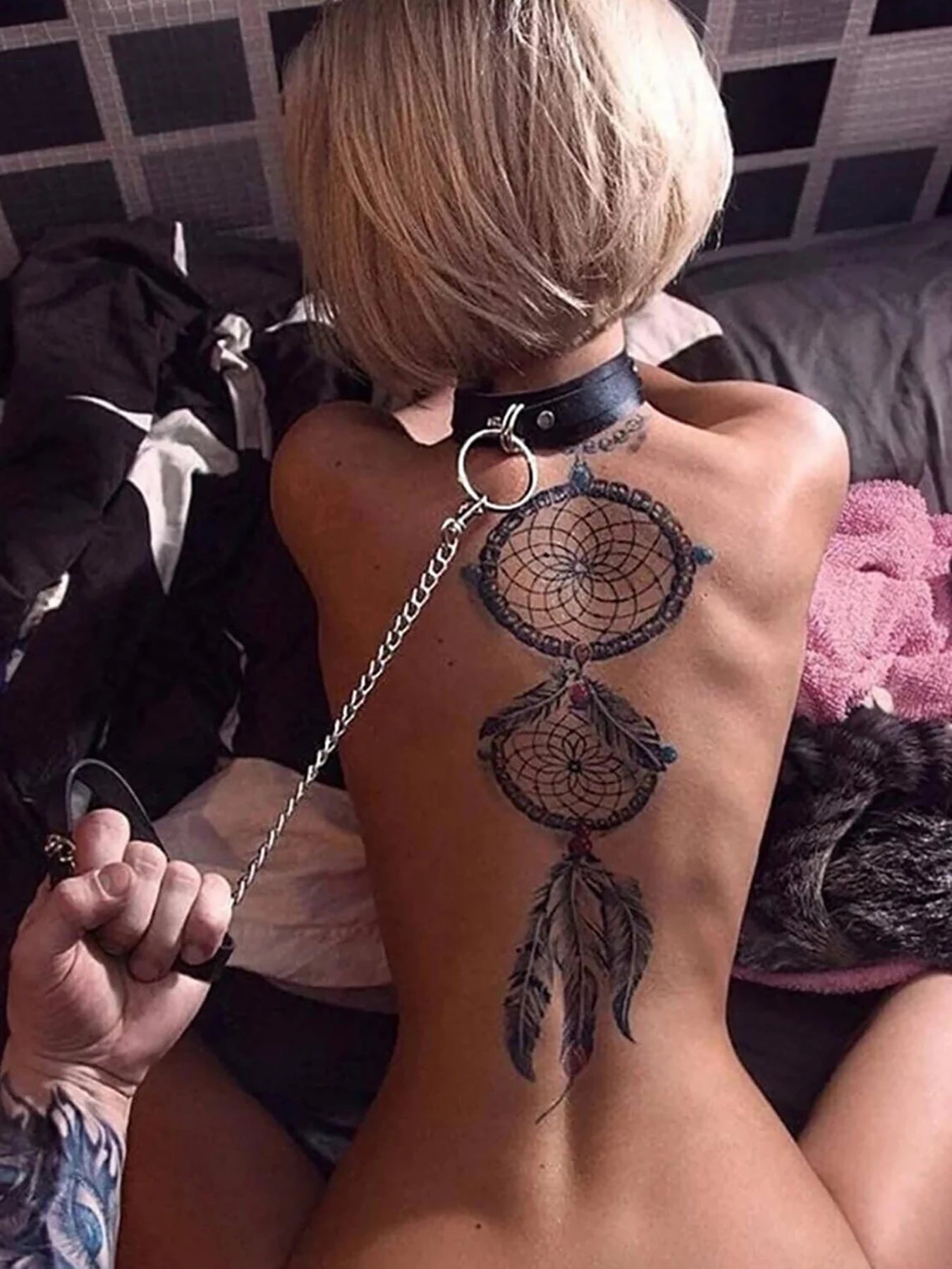 Women's BDSM Fetish Sexy PU Collar with Leash Chain Comfortable and form-fitting, adds a touch of allure Perfect for Sex Parties Adults Sex Toys Accessories