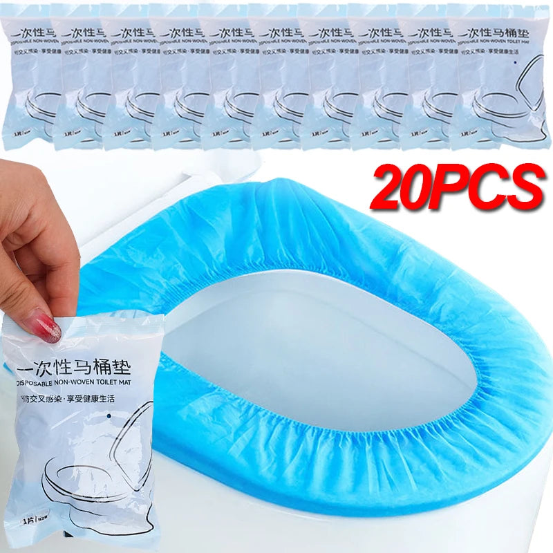 Disposable Toilet Seat Cover Non-Woven Fabric Toilet Mat Portable Waterproof Toilet Paper Pads for Ladies Girls Travel Hotel Bathroom Public Toilet Accessories Female Women Hygiene Health Care Supplies