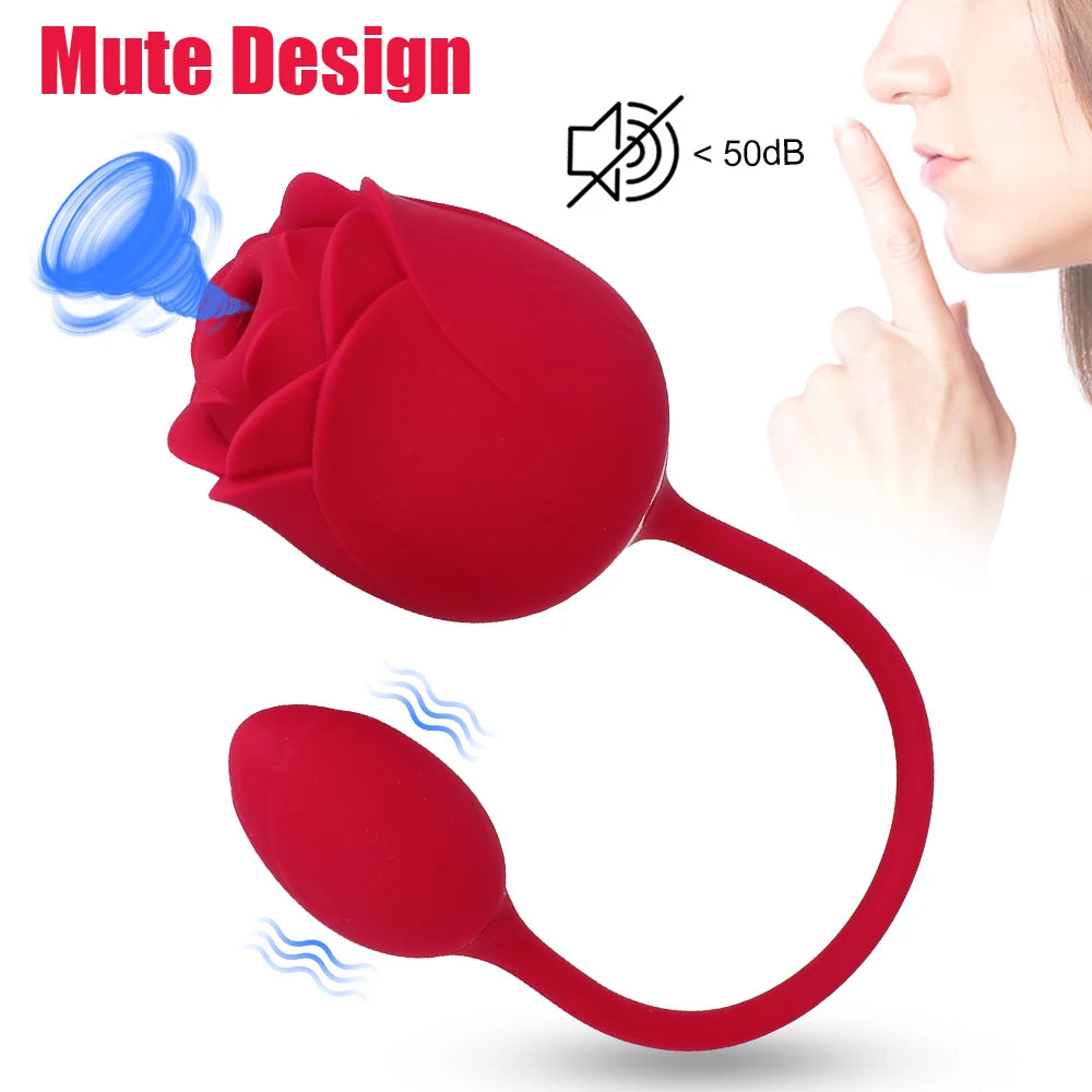 Sexy Rose With Vaginal Ball Sucking Vibrators For Women Clitoris Sucker Nipple Licks Anal Plug Female Masturbator Sex Toy Erotic