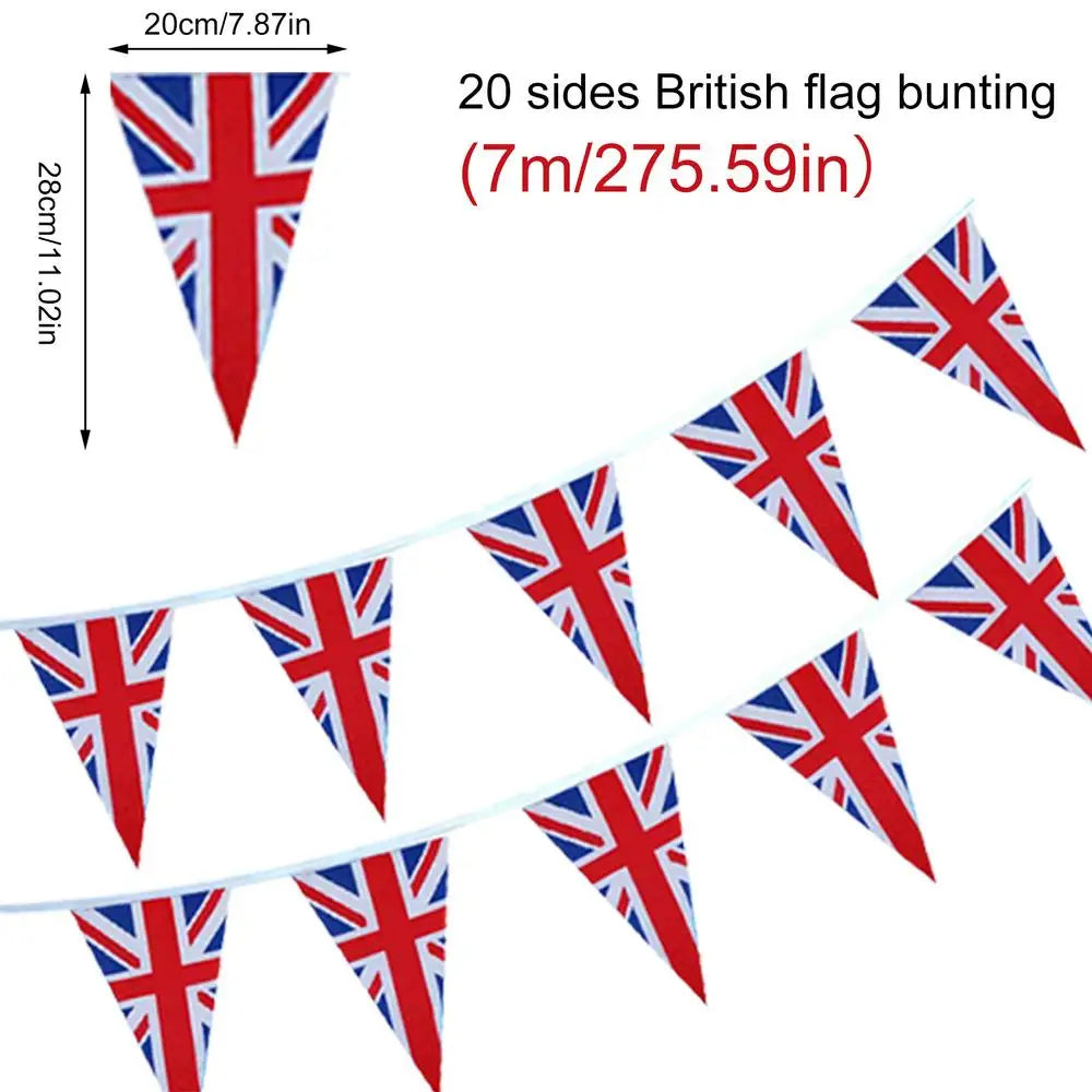 British 25 Sides 8 Meter Union Jack Bunting Jack UK Flags UK Pennant United Kingdom String Jubilee Garland Decorations Party Triangle England Flags Home Outdoor Supplies