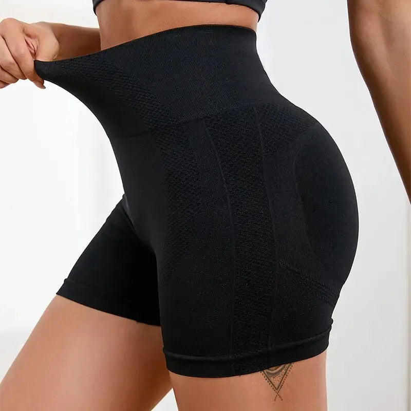 Women's Two-Piece Tight-Fitting Seamless Shorts High-Waisted Quick-Drying Breathable Yoga Pants Running Exercise Fitness Shorts