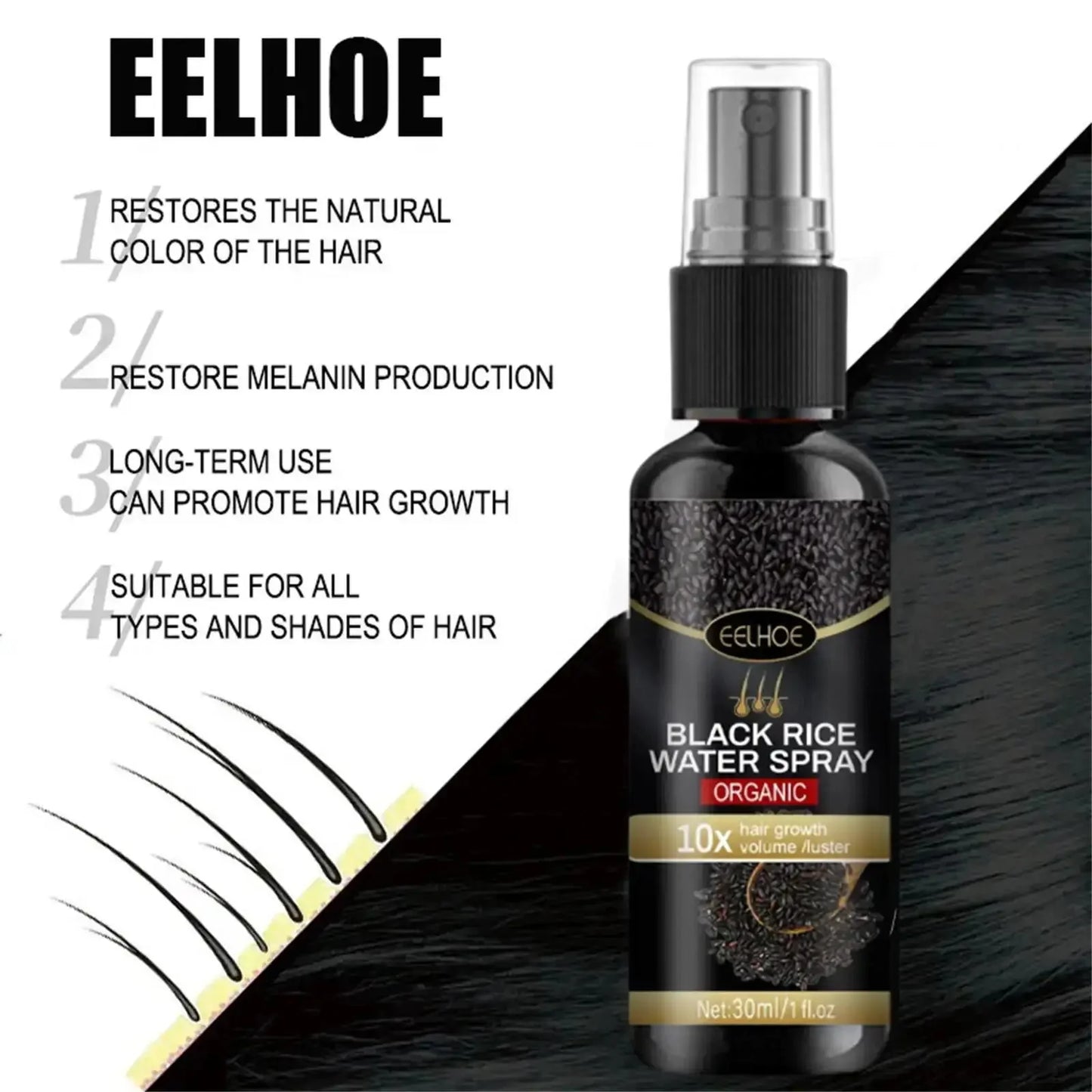 NEW Buy 3 Get 2 Free Korean Gray White Hair Treatment Serum Cover White Hair To Black Natural Color Repair Spray Anti Loss Hair Restore Healthy Hair Care Supplies