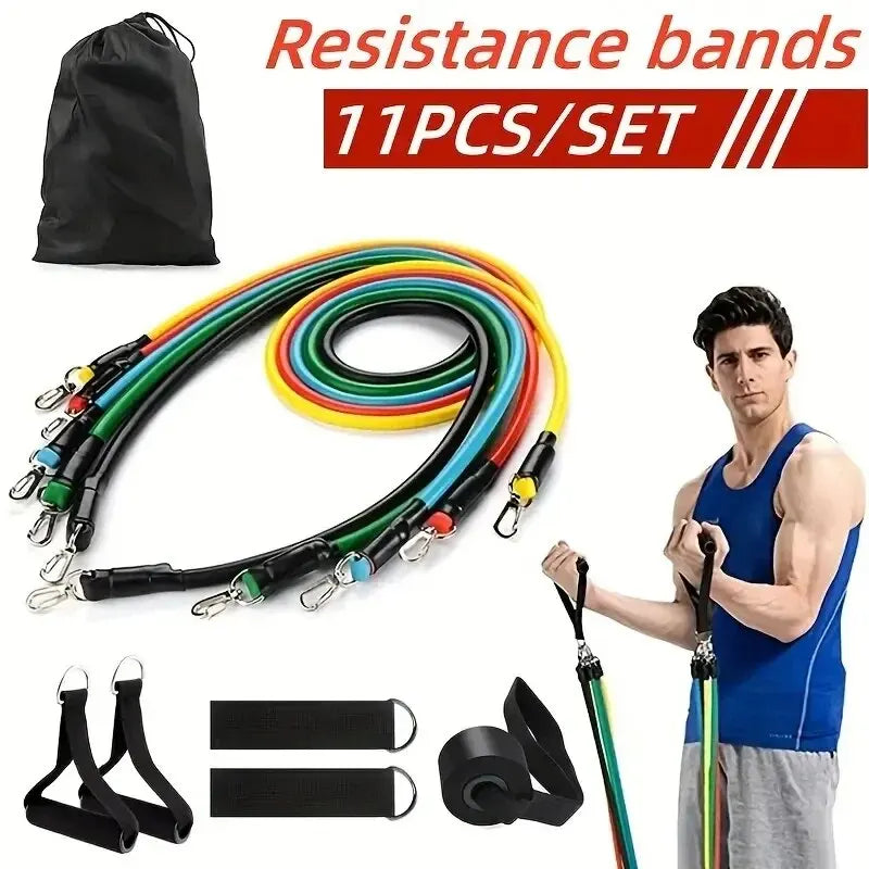 11 Pcs/Set TPE Resistance Band Set Fitness Band Pull Rope Elastic Training Band Handles Carry Bag Legs Ankle Straps