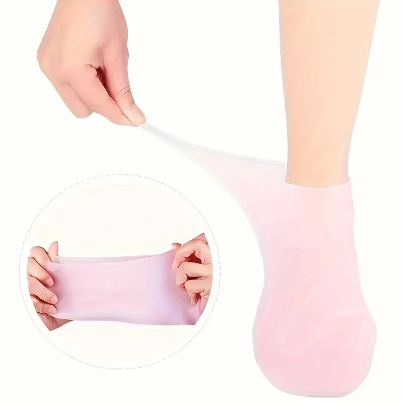2 Pack Moisturizing Silicone Gel Socks for Dry Cracked Feet Nourishing Skin Lubricating Foot Care Massage Socks for Shoes Boots Sports Sneakers Foot Protection