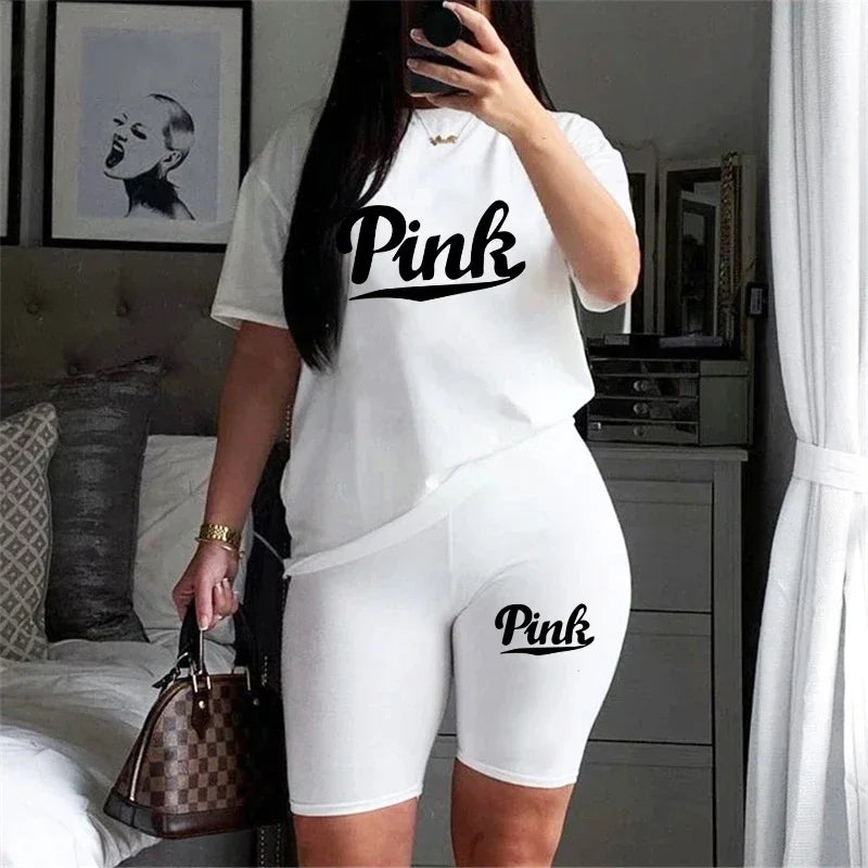 NEW Arrivals 2PCS Set S-3XL 8 Colors Woman Clothing Casual Women Tracksuit Short Sleeve Daily Summer Shorts T-Shirts O-Neck Matching Sets Women's Sports Apparel Suppliies