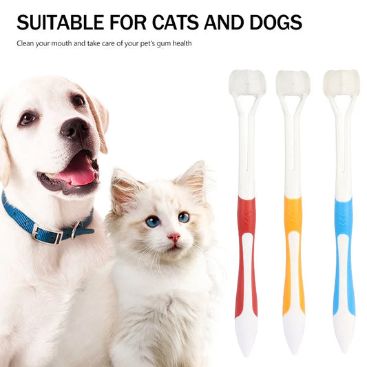 NEW 3 Sided Soft Dog Teeth Brush Head Toothbrush Oral Health Teddy Cleaning Dog Cat Brush Bad Breath Teeth Care Tool Cleaning Mouth Pets Hygiene Supplies