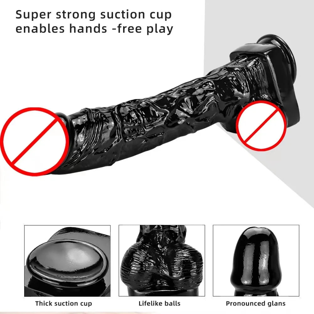 Huge Black Dildo with Suction Cup - Perfect for Anal Play Female Masturbation and Gay Couples- Adult Sex Toy for Men and Wome18+