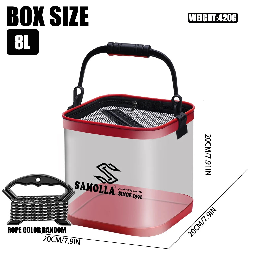 14L Transparent Fishing Bucket Portable Folding Storage Box EVA Live Fish Bag Folding Fishing Bucket