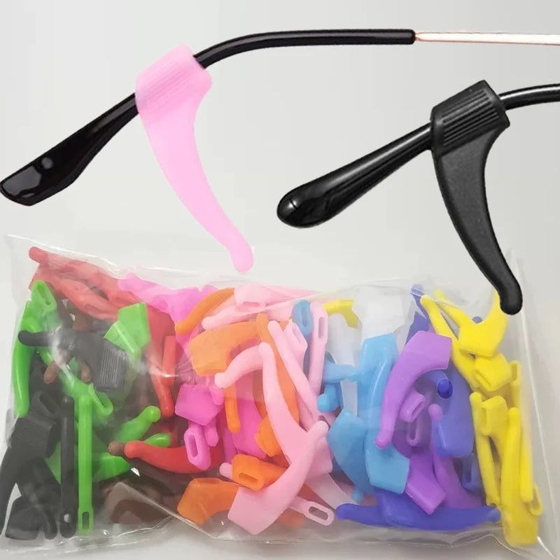100 PCS Set Anti-Slip Silicone Ear Hooks Glasses Eyeglasses Leg Elastic Ear Grip Stopper Bracket Fastener Accessories Temple Anti-Fall Eyewear Holder Women Men Optical Accessories