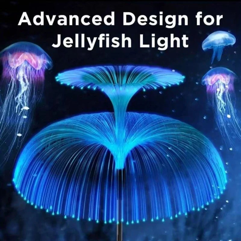 3/5 Layers Outdoor Solar Jellyfish Lights - Waterproof 1-5 Layer Fiber Optic Decor for Garden Pathway, Lawn Patio Landscape Lighting