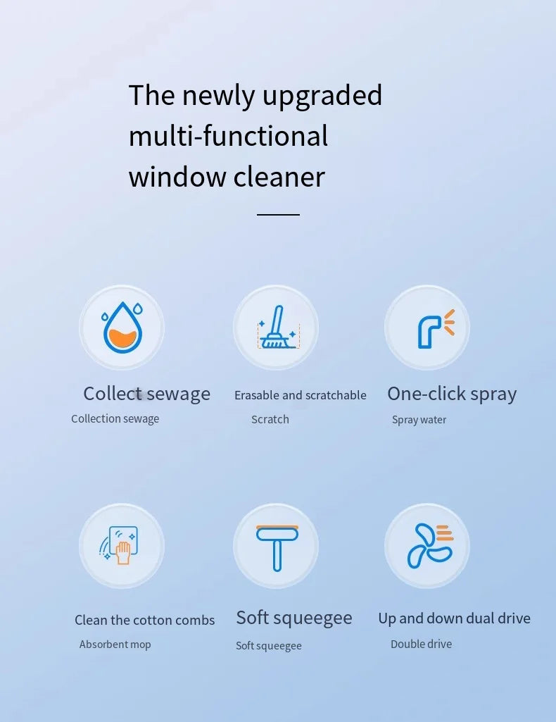 Multifunctional Electric Cordless Window Cleaner Machine White Cordless Rechargeable Automatic Portable Glass Cleaner Tools