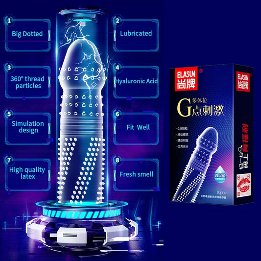 Adult 3in1 G-spot Condoms For Men Spiral Ribbed Dotted Rubber Condom Vagina Massage Stimulation Penis Sleeve Sex Toys Sex Shop