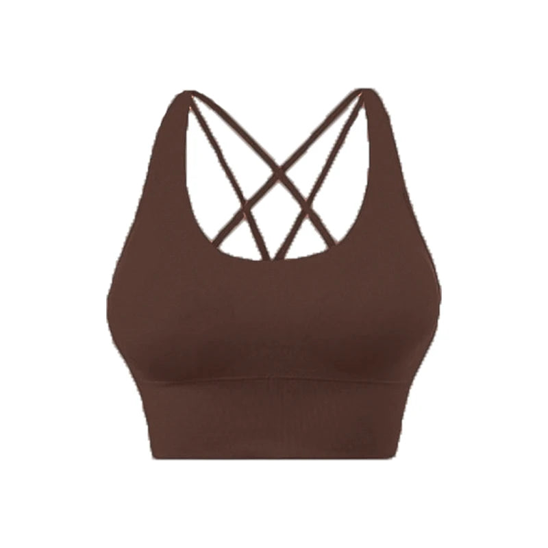 14 Colors S-XL New Push Up Sports Bra Yoga Vest  Cross Back Fitness Sexy Padded Top Gym Shock Absorbing Running Breathable Crop Top Sportswear