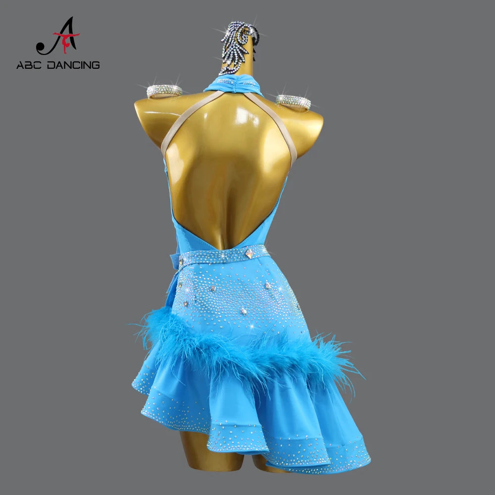New Arrivals Adults Ladies Girls 2XXS-2XXL  Latin Dance Dress with Jewelry Ornaments Stage Outfit For Women Line Suit Ballroom Competition Dancing Clothes Dancewear skirt Girl Party Costume Prom Customized Ladies Dancing Dres