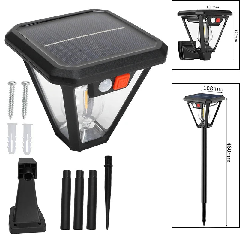Just Arrived Motion Sensor LED Solar Pathway Light Outdoor Wall Lamp External Waterproof Bulb Retro Garden Lawn Decoration Solar Street Light Home Gardening Supplies