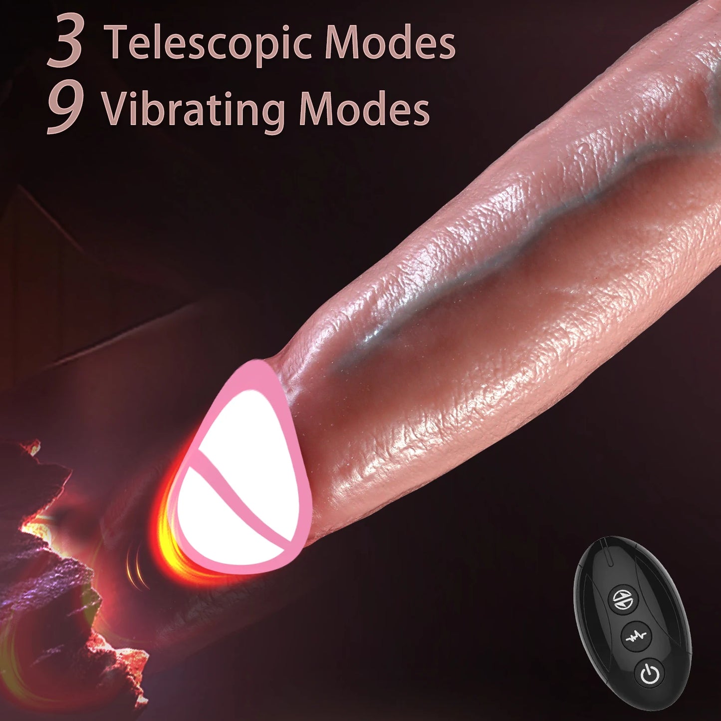 Adult Realistic Dildo Vibrator Rechargeable Silicone Penis Sex Toy For Women Remote Control G-spot Dildo With 3 Telescopic 9 Vibrating