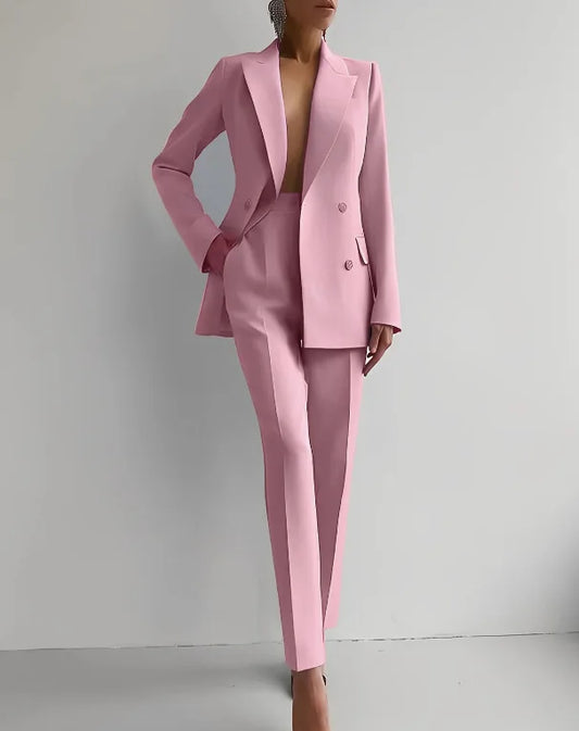 NEW Arrivals 2PCS Set S-2XL 7 Colors Italian Women Luxury Office Lady Blazer Pants Jacket Suit Coats Autumn Winter Formal Business Suit Ladies Luxury Fashion Clothing Supplies