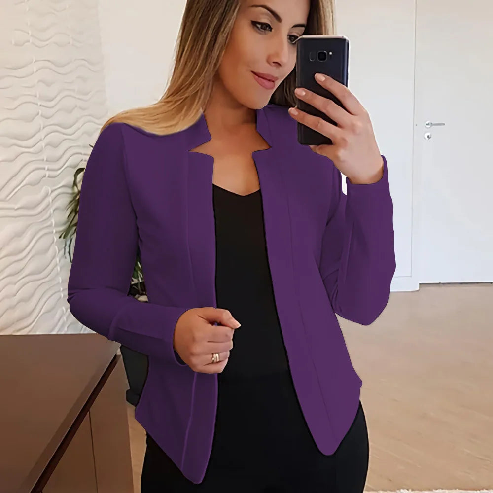 S-3XL UK Plus Size Multi-Colors Women's Clothing New Autumn Winter Spring Blazer Fashion Versatile Long Sleeved Open Collar Casual Suit Jacket Top Blazers Suits