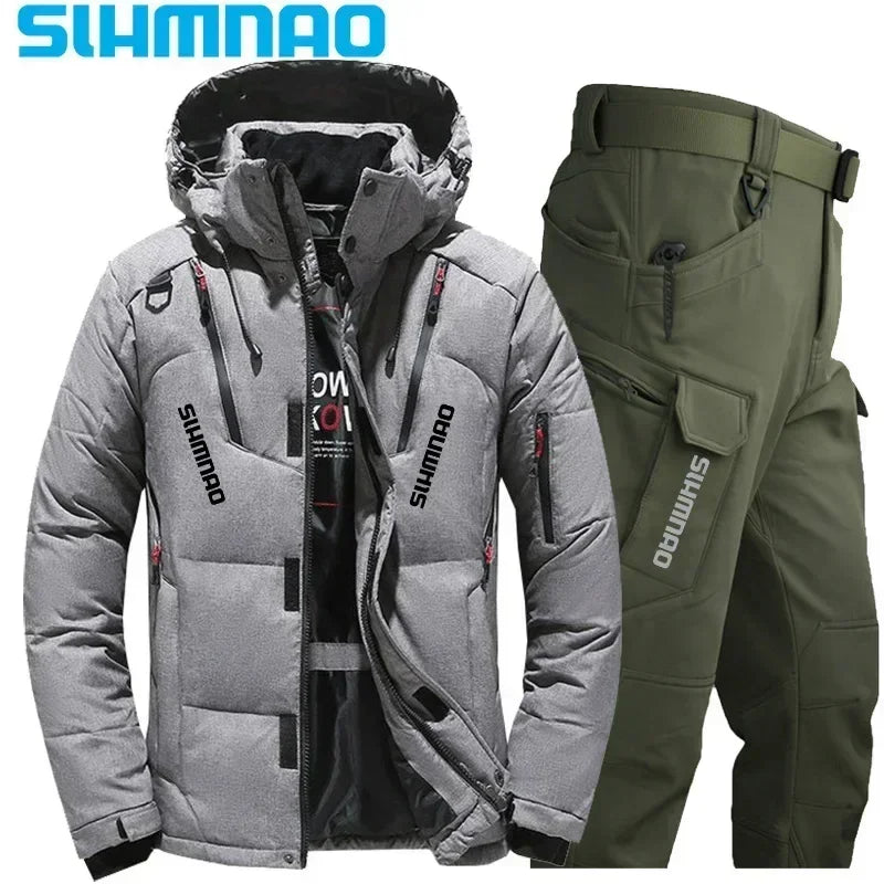 NEW M(50kg) - 4XL (100KG) 7 Colors -40* Degrees  Men's Goose Down Jacket and Tactical Pants, Winter Fishing Suit, Warm, Snow Skiing, Mountain Climbing, Hunting Sportswear