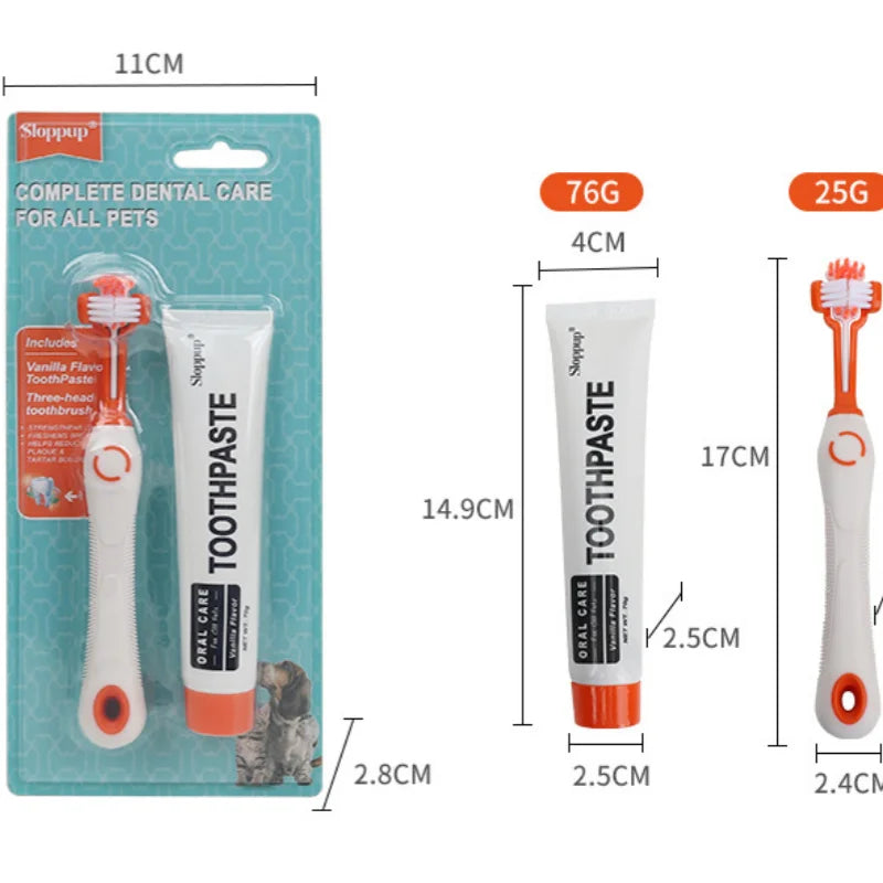 Pet Toothbrush Toothpaste Set Dog and Cat Teeth Cleaning Toothbrush Set Cat and Dog Oral Cleaning Pet Products