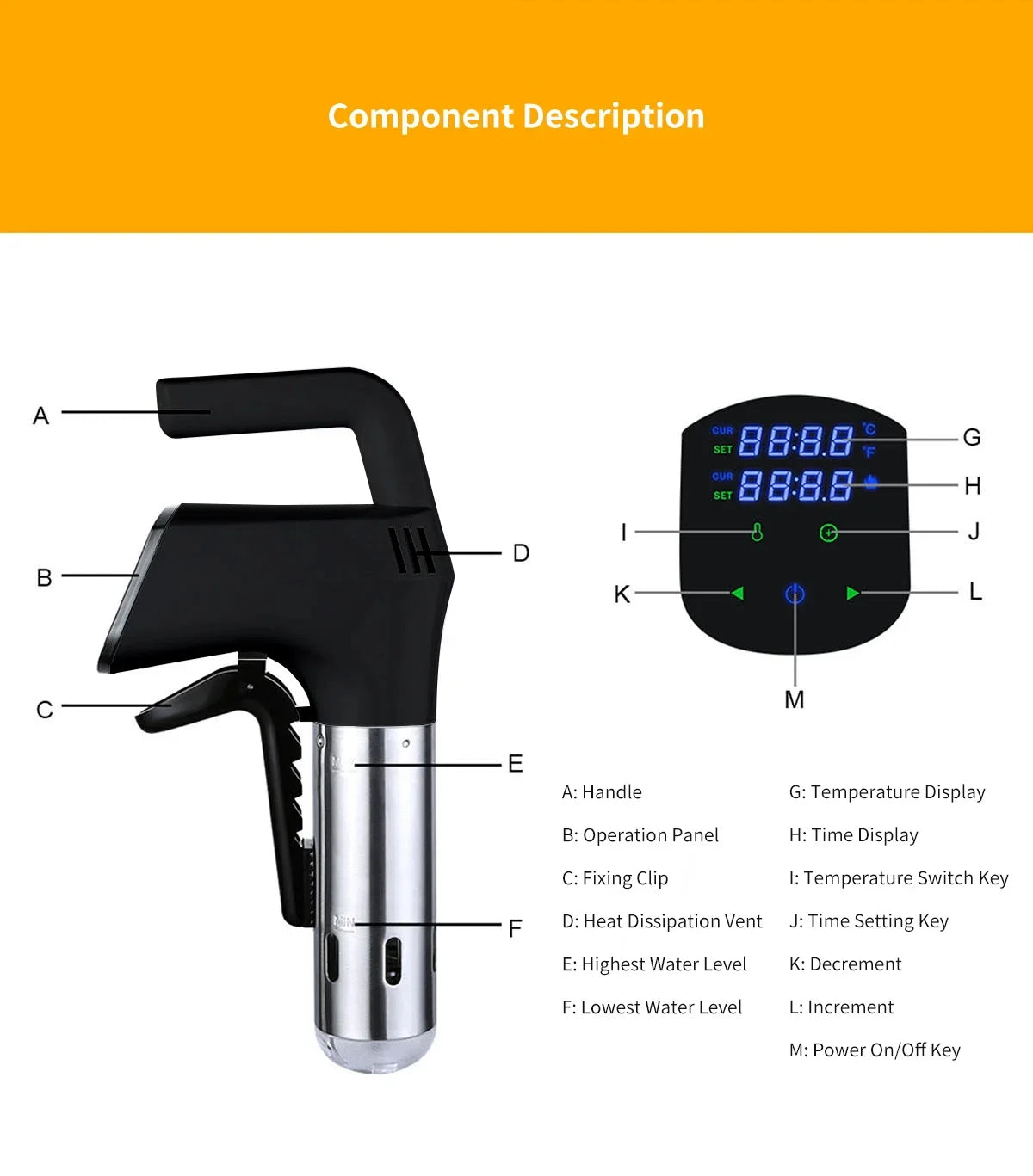 NEW 1100W Vacuum Sous Vide Cooker LCD Touch Screen Digital Display Immersion Circulator Accurate Cooking Waterproof Smart Slow Cooker App Control Connected Cooking