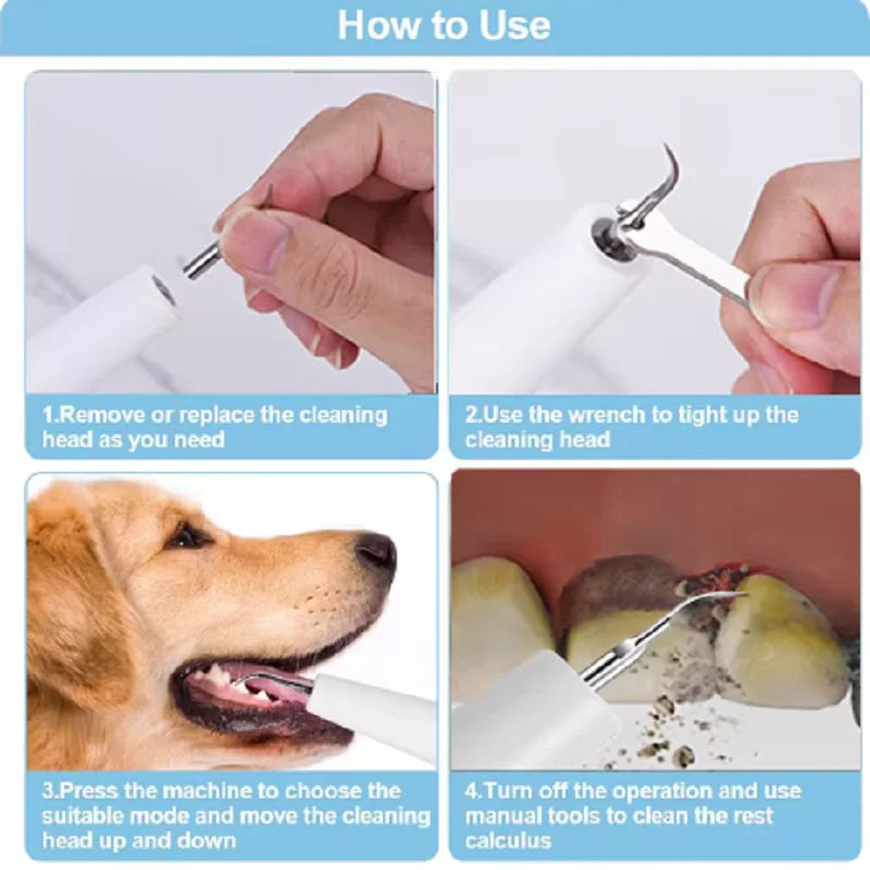 Ultrasonic dental cleaner for pets dental calculus remover for dog oral cleaning tools for cats and dogs to remove tooth stains