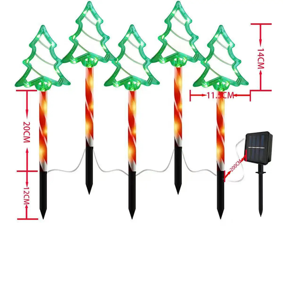 5-10 PCS Set Waterproof Christmas Path Lights Candy Cane Themed LED Tree Walkway Decor for Outdoor Holiday Landscape Lighting