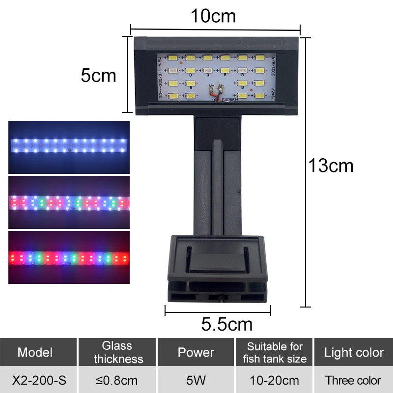 Aquarium LED Fish Tank Light Super Slim Plants Grow Clip Lights Lamp Aquatic Aquarium Lamps Lighting 220V 5W/7W/9W/12W/16W Home Office Hotels Restaurants Decoration Supplies
