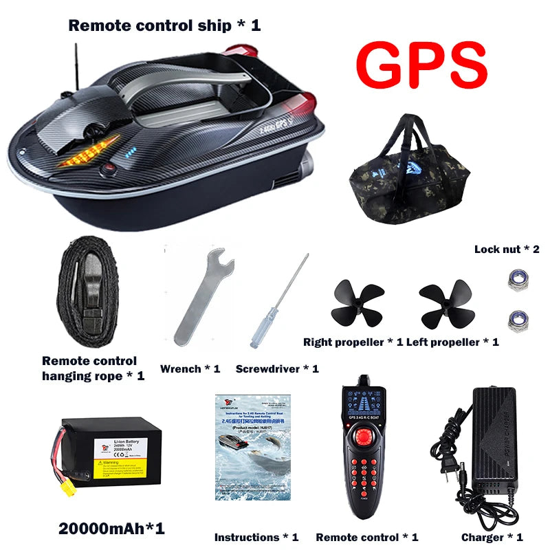 817 GPS BAIT BOAT Voice Announcements 500m 20000mAh Sonar Load 3KG Automatic Cruise Return Dual Motor Fish Finder Independent Control of Silo Ocean Lake River Professional Fishing Supplies
