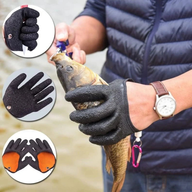 2 PCS Set Fishing Catching Gloves Magnet Release Anti-Slip Protect Hand From Puncture Scrapes Waterproof Fishing Gloves Home Gardening Gloves