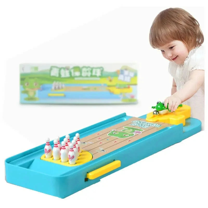 Children Mini Desktop Frog Bowling Game Toy Funny Indoor Parent-Child Interactive Table Sports Game Toy Bowling Educational Gift For Kids