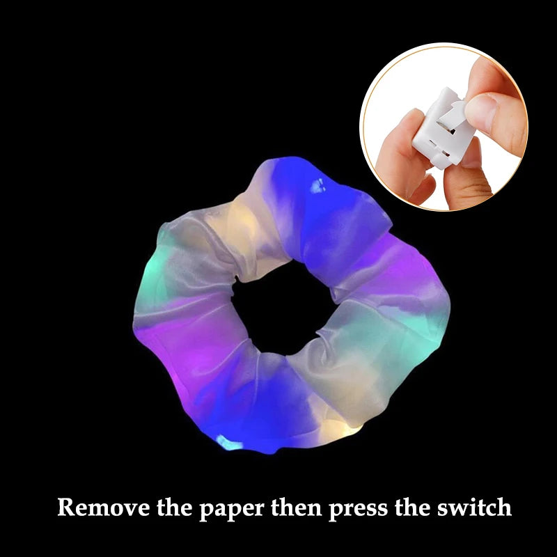 1/10/20 PCS Set LED Luminous Earrings Scrunchies Glowing Hairband Girl Light Up Hair Scrunchy Rave Festival Party Night Clubwear Headwear Supplies Hair Accessories