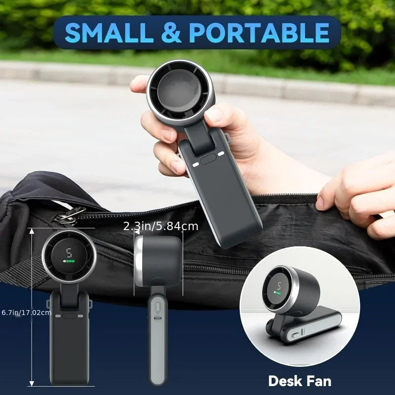 3 in 1 Wireless Fan, 5-Speed, 3600mAh Powerful Turbo Air Cooler Foldable Portable  High Winds Rechargeable Lithium Battery, USB Charging, Outdoor Transport Travel Mini Fan Air Cooling Supplies.