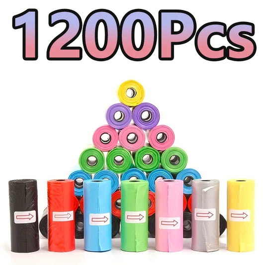 NEW 1200PCS in Box Random Color Cartoon Paw Graphic Dog Poop Bags Pet Poop Bags Leak-Proof Dog Waste Bags For Pet Supplies