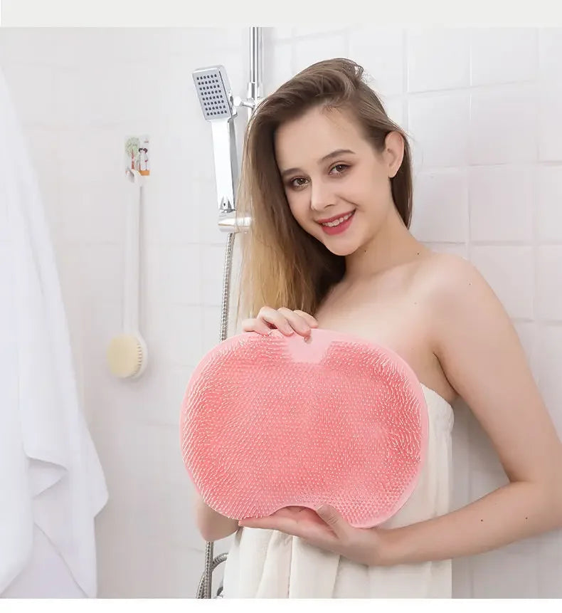 NEW Arrivals 5 Colors Lazy Person Back Scrubbing Bath Brush Silicone Massage Foot Cleaning Wall Mounted Back Rubbing Brush Bathroom Accessories