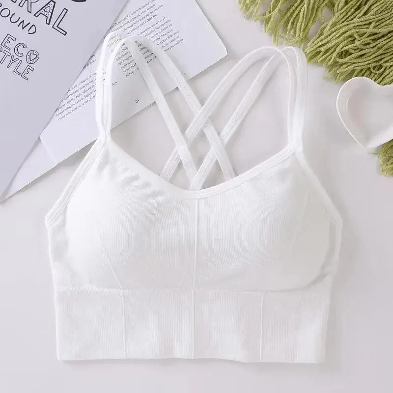 NEW Arrivals Sexy Women Tops Back Cross Strap Tank Top Push Up Running Sports Yoga Bra Breathable Soft Fitness Beauty Solid Color Girls Sports Clothing Supplies